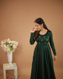 Green Cotton Kurti with Embroidery Work Patterns