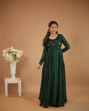 Green Cotton Kurti with Embroidery Work Patterns